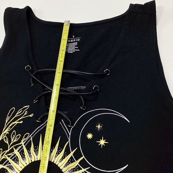 Torrid Black Wicked Skulls Sun Tank Top Laced Neckline Torrid Sizing 3 - Picture 7 of 12